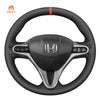 MEWANT Hand Stitch Black Suede Leather Car Steering Wheel Cover for Honda Civic 8 2006 - 2011 / for Acura CSX 2006 - 2011 / Civic Type R 2006 - 2011 - Alcantara, Leather, Carbon Fiber, Easy Install, Non - Slip, Best Steering Wheel Cover