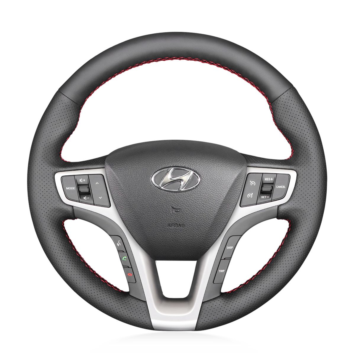 MEWANT Hand Stitch Black Suede Leather Car Steering Wheel Cover for Hyundai i40 2011 - 2020 - Mewant Cover