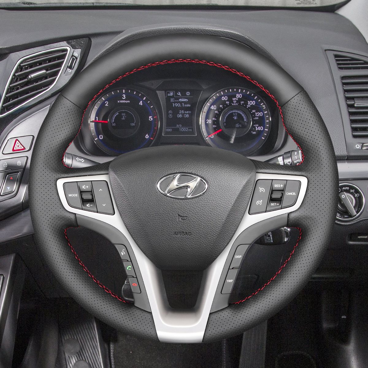 MEWANT Hand Stitch Black Suede Leather Car Steering Wheel Cover for Hyundai i40 2011 - 2020 - Mewant Cover