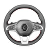 MEWANT Hand Stitch Black Suede Leather Car Steering Wheel Cover for Renault Clio 5 (V) 2019 - 2020 / Captur 2 2020 / Zoe 2020 - Mewant Cover