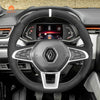 MEWANT Hand Stitch Black Suede Leather Car Steering Wheel Cover for Renault Clio 5 (V) 2019 - 2020 / Captur 2 2020 / Zoe 2020 - Mewant Cover