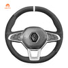 MEWANT Hand Stitch Black Suede Leather Car Steering Wheel Cover for Renault Clio 5 (V) 2019 - 2020 / Captur 2 2020 / Zoe 2020 - Mewant Cover