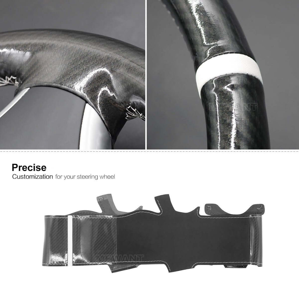 MEWANT Hand Stitch Black Suede Leather Carbon Fiber Car Steering Wheel Cover for BMW 1 Series E81 E82 E87 E88 2008 - 2012 / 3 Series E90 E91 E92 E93 2006 - 2011 - Alcantara, Leather, Carbon Fiber, Easy Install, Non - Slip, Best Steering Wheel Cover