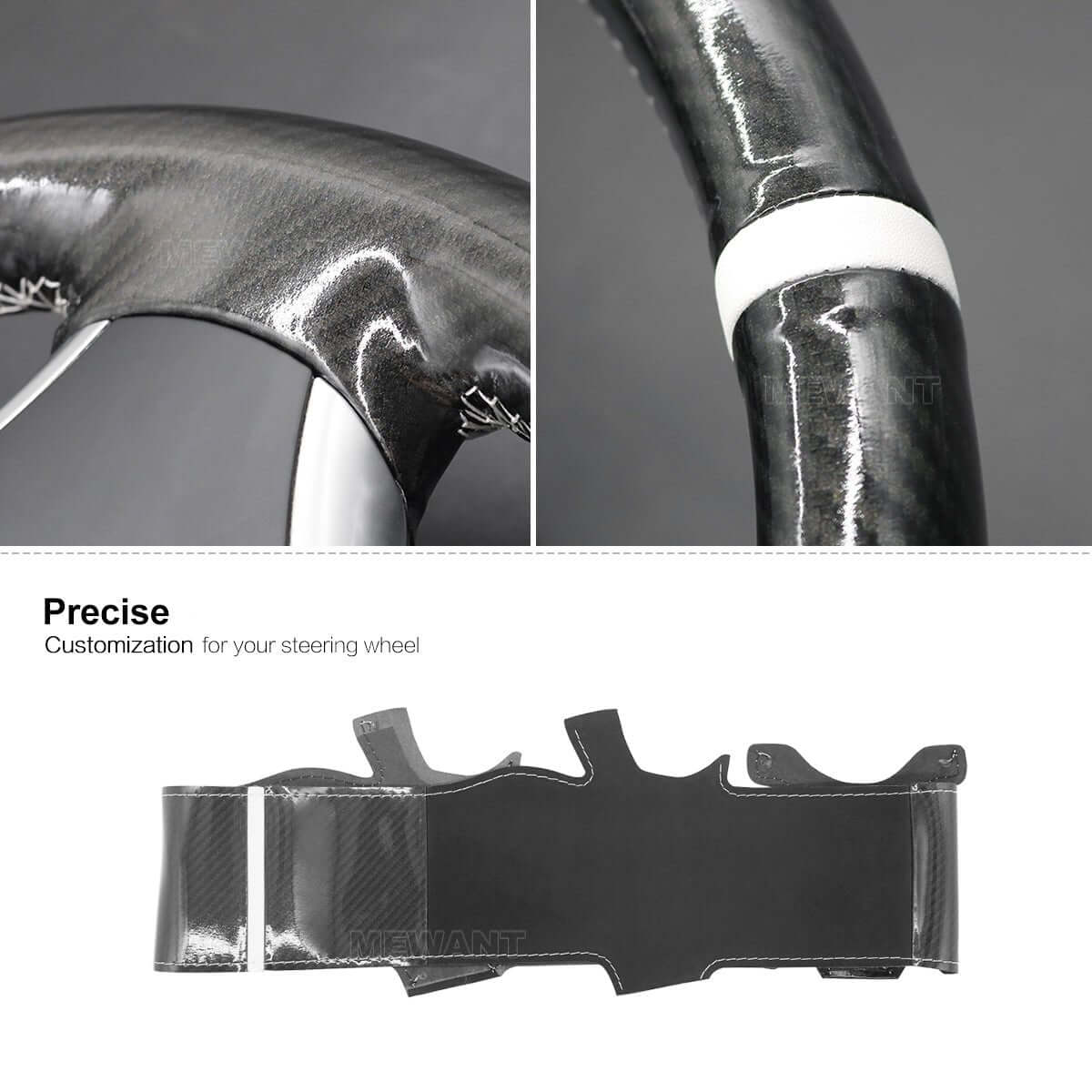 MEWANT Hand Stitch Black Suede Leather Carbon Fiber Car Steering Wheel Cover for BMW 1 Series E81 E82 E87 E88 2008 - 2012 / 3 Series E90 E91 E92 E93 2006 - 2011 - Alcantara, Leather, Carbon Fiber, Easy Install, Non - Slip, Best Steering Wheel Cover