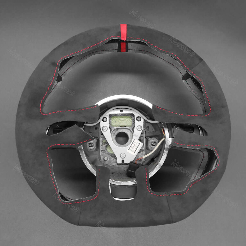 MEWANT Hand Stitch Car Steering Wheel Cover for Audi A2 (8Z) A3 (8L) Sportback A4 (B6) Avant A6 (C5) A8 (D2) TT (8N) S3 S4 RS 4 RS 6 - Alcantara, Leather, Carbon Fiber, Easy Install, Non - Slip, Best Steering Wheel Cover