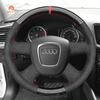 MEWANT Hand Stitch Car Steering Wheel Cover for Audi A3 (8P) Sportback A4 (B8) A4 (B7) A6 (C6) - Alcantara, Leather, Carbon Fiber, Easy Install, Non - Slip, Best Steering Wheel Cover