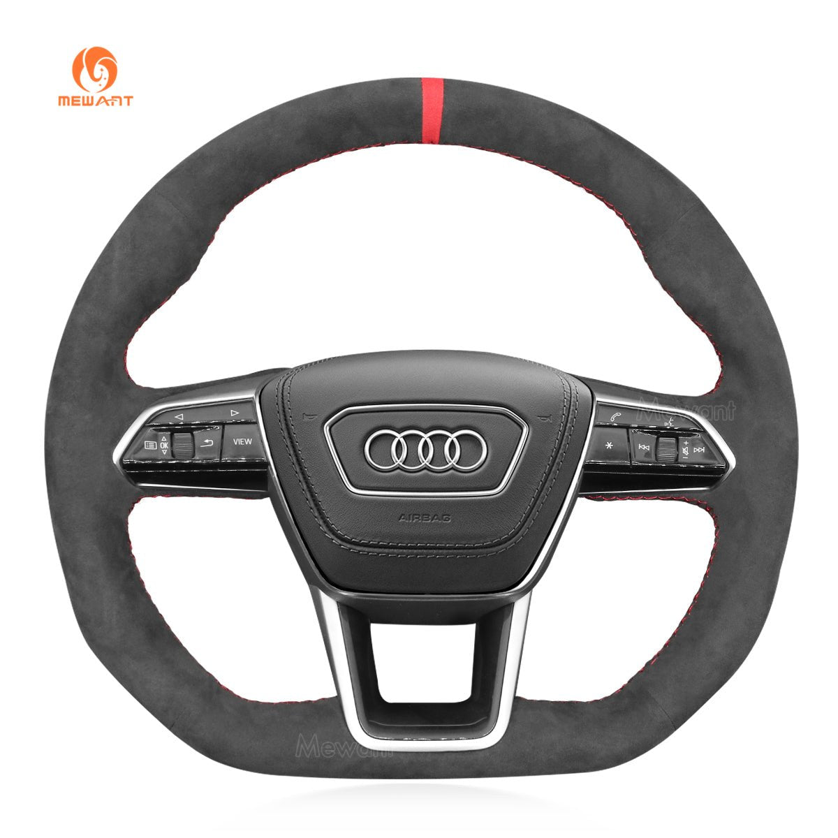 MEWANT Hand Stitch Car Steering Wheel Cover for Audi A6 (C8) Avant Allroad 2018 - 2019 / A7 (K8) 2018 - 2019 / S6 S 7 2019 - Mewant Cover