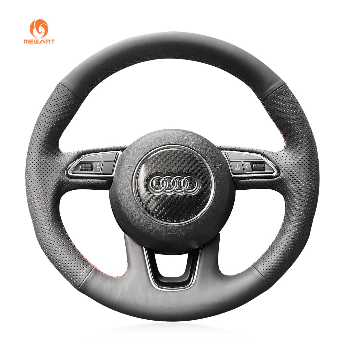 MEWANT Hand Stitch Car Steering Wheel Cover for Audi Q3 (8U) 2011 - 2018 / Q5 (8R) 2012 - 2017/ Q7 (4L) 2011 - 2015/ SQ5 (8R) 2013 - 2017 - Mewant Cover