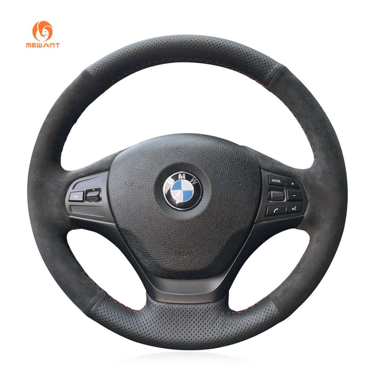 MEWANT Hand Stitch Car Steering Wheel Cover for BMW 3 Series F30 F34 Gran Turismo 2012 - 2018 - Alcantara, Leather, Carbon Fiber, Easy Install, Non - Slip, Best Steering Wheel Cover