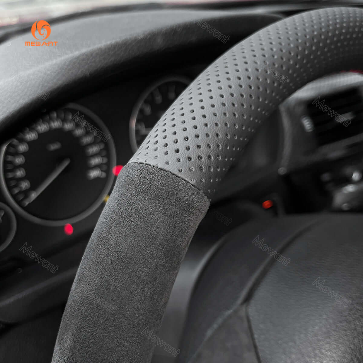 MEWANT Hand Stitch Car Steering Wheel Cover for BMW 3 Series F30 F34 Gran Turismo 2012 - 2018 - Alcantara, Leather, Carbon Fiber, Easy Install, Non - Slip, Best Steering Wheel Cover