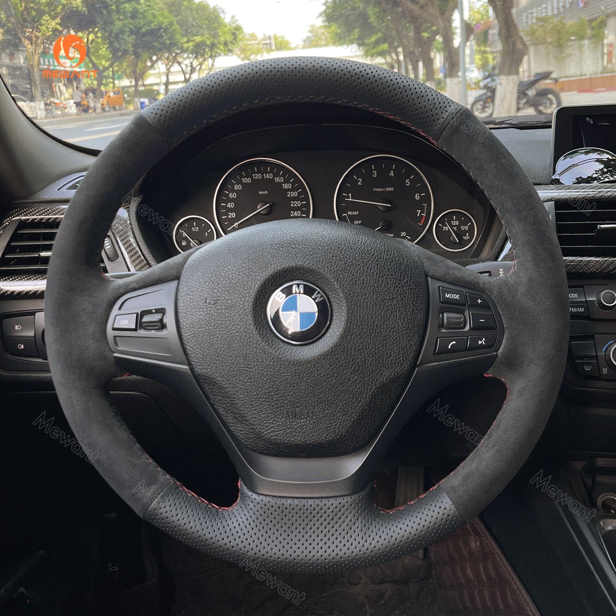 MEWANT Hand Stitch Car Steering Wheel Cover for BMW 3 Series F30 (Sedan) 2012 - 2018 / F34 (Gran Turismo) 2012 - 2018 - Mewant Cover