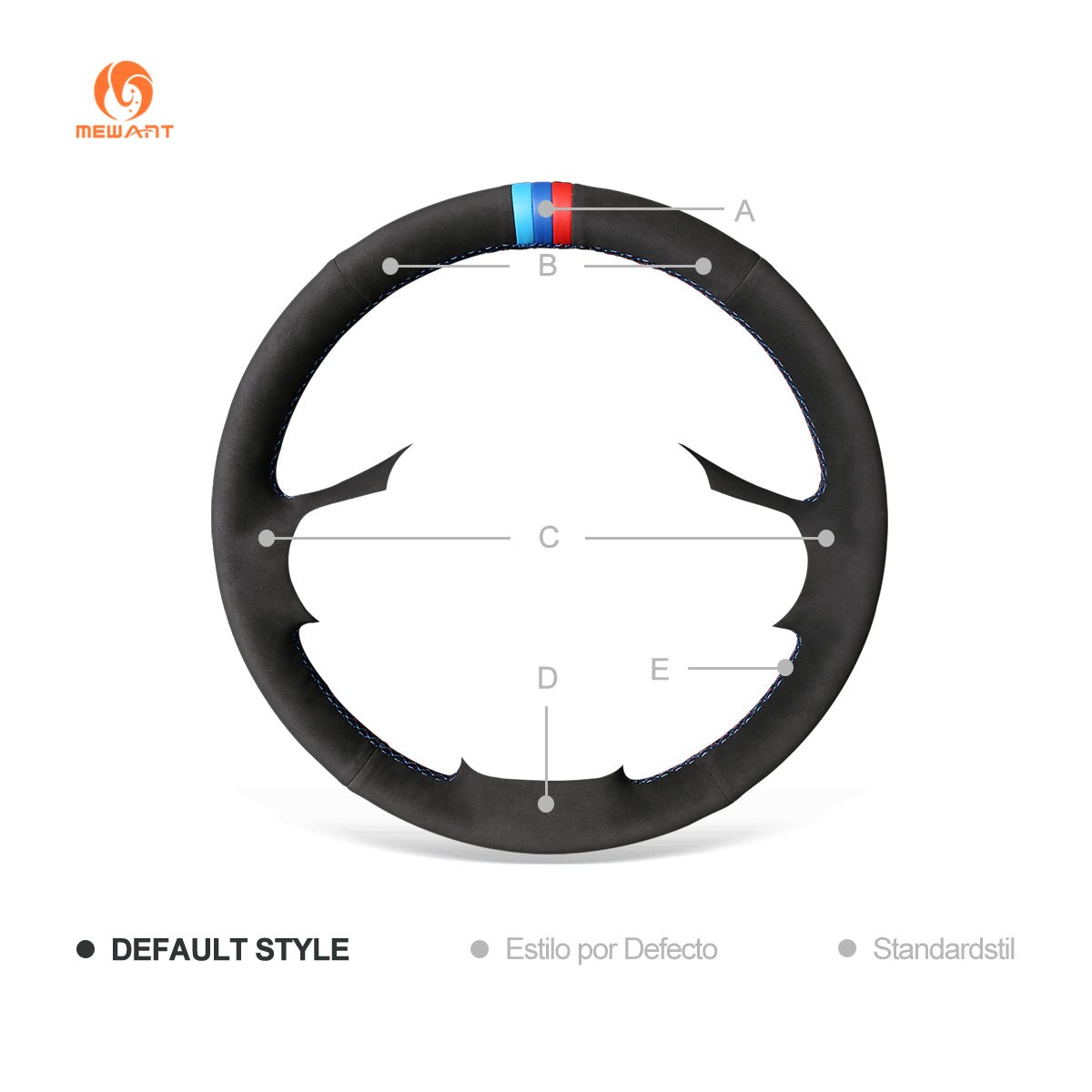 MEWANT Hand Stitch Car Steering Wheel Cover for BMW 3 Series F30 (Sedan) 2012 - 2018 / F34 (Gran Turismo) 2012 - 2018 - Alcantara, Leather, Carbon Fiber, Easy Install, Non - Slip, Best Steering Wheel Cover