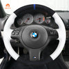 MEWANT Hand Stitch Car Steering Wheel Cover for BMW M Sport E46 330i 330Ci / E39 540i 525i 530i / M3 E46 / M5 E39 - Alcantara, Leather, Carbon Fiber, Easy Install, Non - Slip, Best Steering Wheel Cover