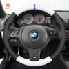 MEWANT Hand Stitch Car Steering Wheel Cover for BMW M Sport E46 330i 330Ci / E39 540i 525i 530i / M3 E46 / M5 E39 - Alcantara, Leather, Carbon Fiber, Easy Install, Non - Slip, Best Steering Wheel Cover
