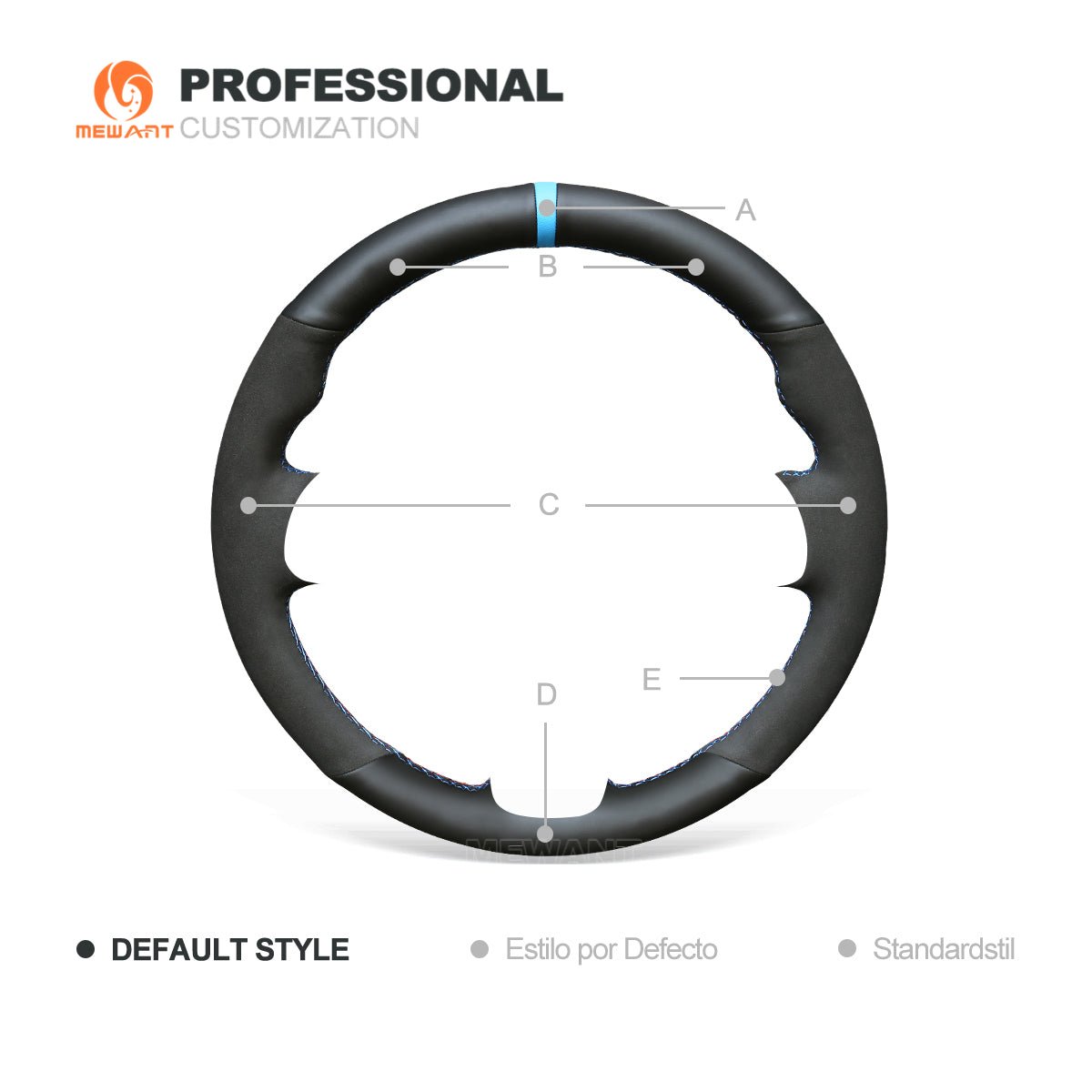 MEWANT Hand Stitch Car Steering Wheel Cover for BMW M Sport E46 330i 330Ci / E39 540i 525i 530i / M3 E46 / M5 E39 - Alcantara, Leather, Carbon Fiber, Easy Install, Non - Slip, Best Steering Wheel Cover