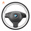 MEWANT Hand Stitch Car Steering Wheel Cover for BMW M Sport E46 330i 330Ci / E39 540i 525i 530i / M3 E46 / M5 E39 - Alcantara, Leather, Carbon Fiber, Easy Install, Non - Slip, Best Steering Wheel Cover