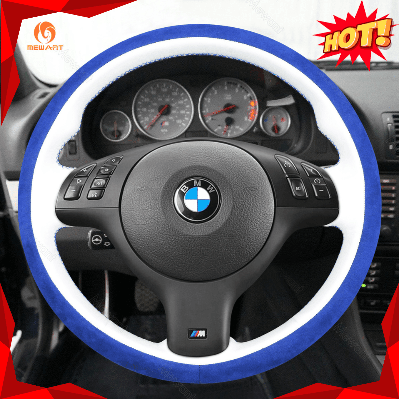 غطاء عجلة قيادة السيارة غرزة يدوية من Mewante لسيارة بي إم دبليو م سبورت E46 330i 330Ci / E39 540i 525i 530i / M3 E46 / M5 E39