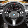 MEWANT Hand Stitch Car Steering Wheel Cover for BMW M2 F87 M3 F80 M4 F82 F83 M5 F10 M6 F06 F12 F13 X5 M X6 M F86 - Alcantara, Leather, Carbon Fiber, Easy Install, Non - Slip, Best Steering Wheel Cover