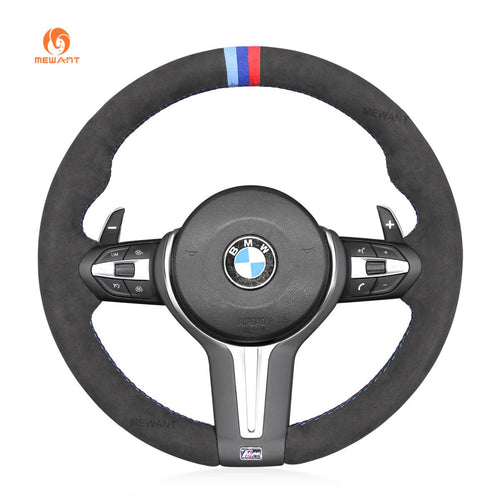 MEWANT Hand Stitch Car Steering Wheel Cover for BMW M2 F87 M3 F80 M4 F82 F83 M5 F10 M6 F06 F12 F13 X5 M X6 M F86  - Mewant Cover