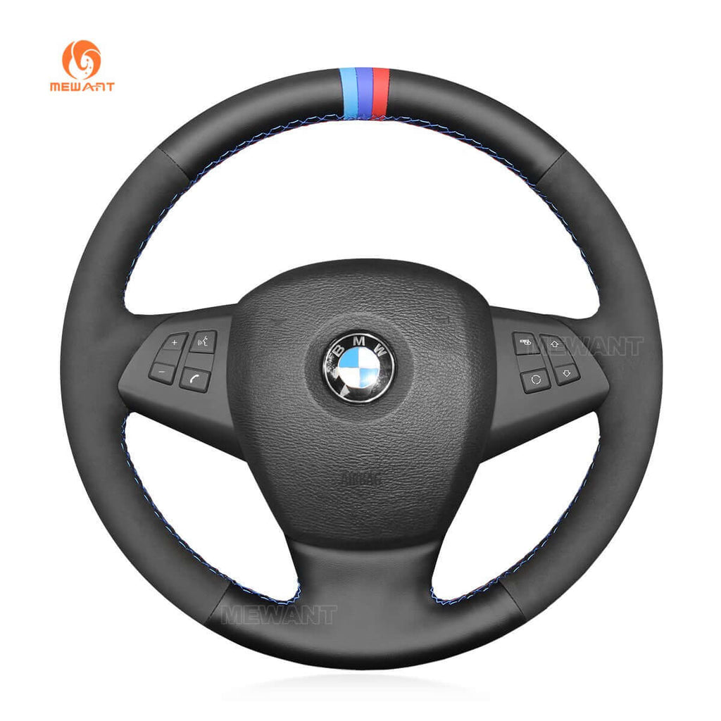 MEWANT Hand Stitch Car Steering Wheel Cover for BMW X5 E70 2007 - 2013 - Alcantara, Leather, Carbon Fiber, Easy Install, Non - Slip, Best Steering Wheel Cover