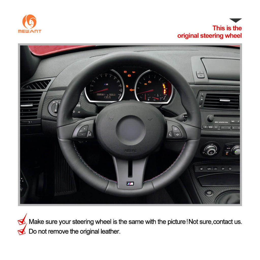 MEWANT Hand Stitch Car Steering Wheel Cover for BMW Z4 E85 E86 / Z4 M - Alcantara, Leather, Carbon Fiber, Easy Install, Non - Slip, Best Steering Wheel Cover