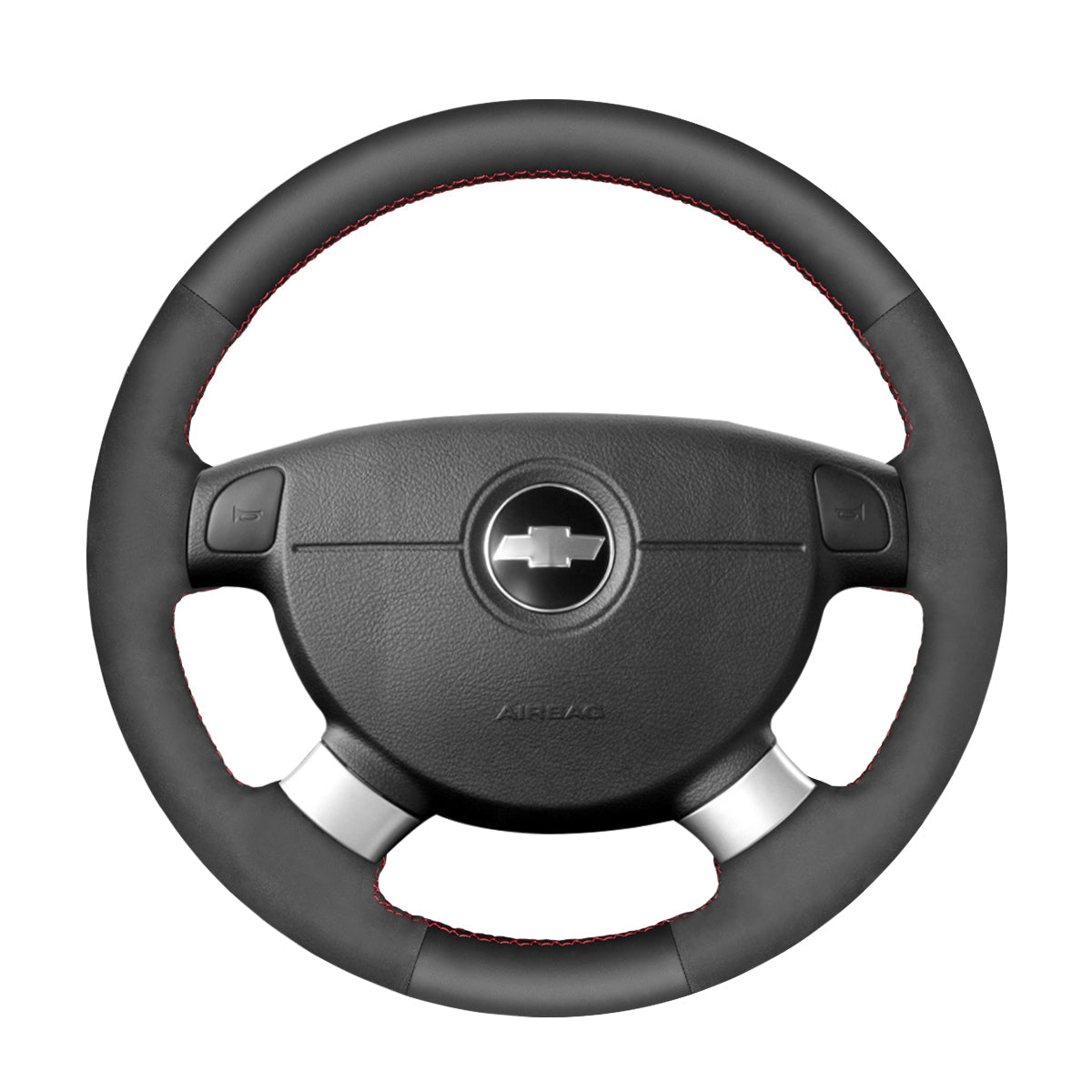 MEWANT Hand Stitch Car Steering Wheel Cover for Chevrolet (Chevy) Aveo/ Kalos/ Lacetti/ Nubira/ for Pontiac G3/for Holden Barina/ Viva - Alcantara, Leather, Carbon Fiber, Easy Install, Non - Slip, Best Steering Wheel Cover