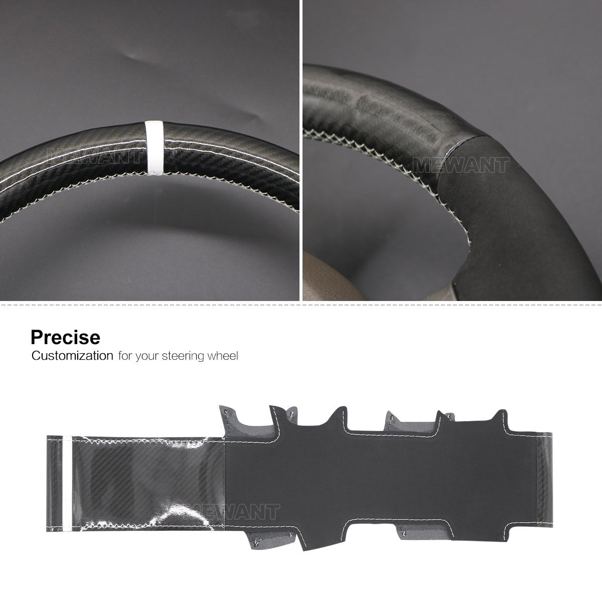 MEWANT Hand Stitch Car Steering Wheel Cover for Chevrolet (Chevy) Aveo/ Kalos/ Lacetti/ Nubira/ for Pontiac G3/for Holden Barina/ Viva - Alcantara, Leather, Carbon Fiber, Easy Install, Non - Slip, Best Steering Wheel Cover