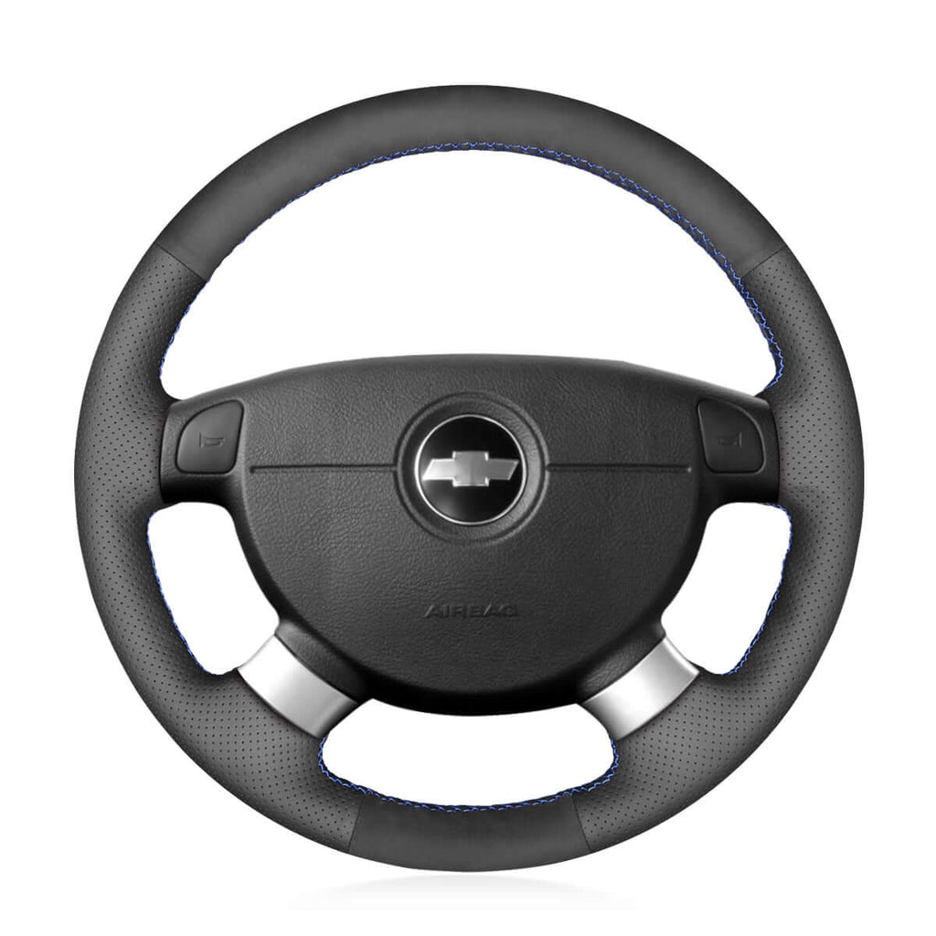 MEWANT Hand Stitch Car Steering Wheel Cover for Chevrolet (Chevy) Aveo/ Kalos/ Lacetti/ Nubira/ for Pontiac G3/for Holden Barina/ Viva - Alcantara, Leather, Carbon Fiber, Easy Install, Non - Slip, Best Steering Wheel Cover