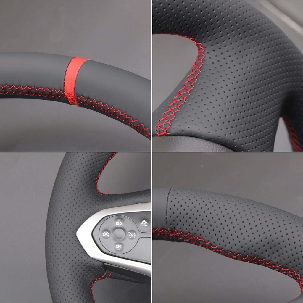 MEWANT Hand Stitch Car Steering Wheel Cover for Chevrolet (Chevy) Colorado/ Traverse - Alcantara, Leather, Carbon Fiber, Easy Install, Non - Slip, Best Steering Wheel Cover