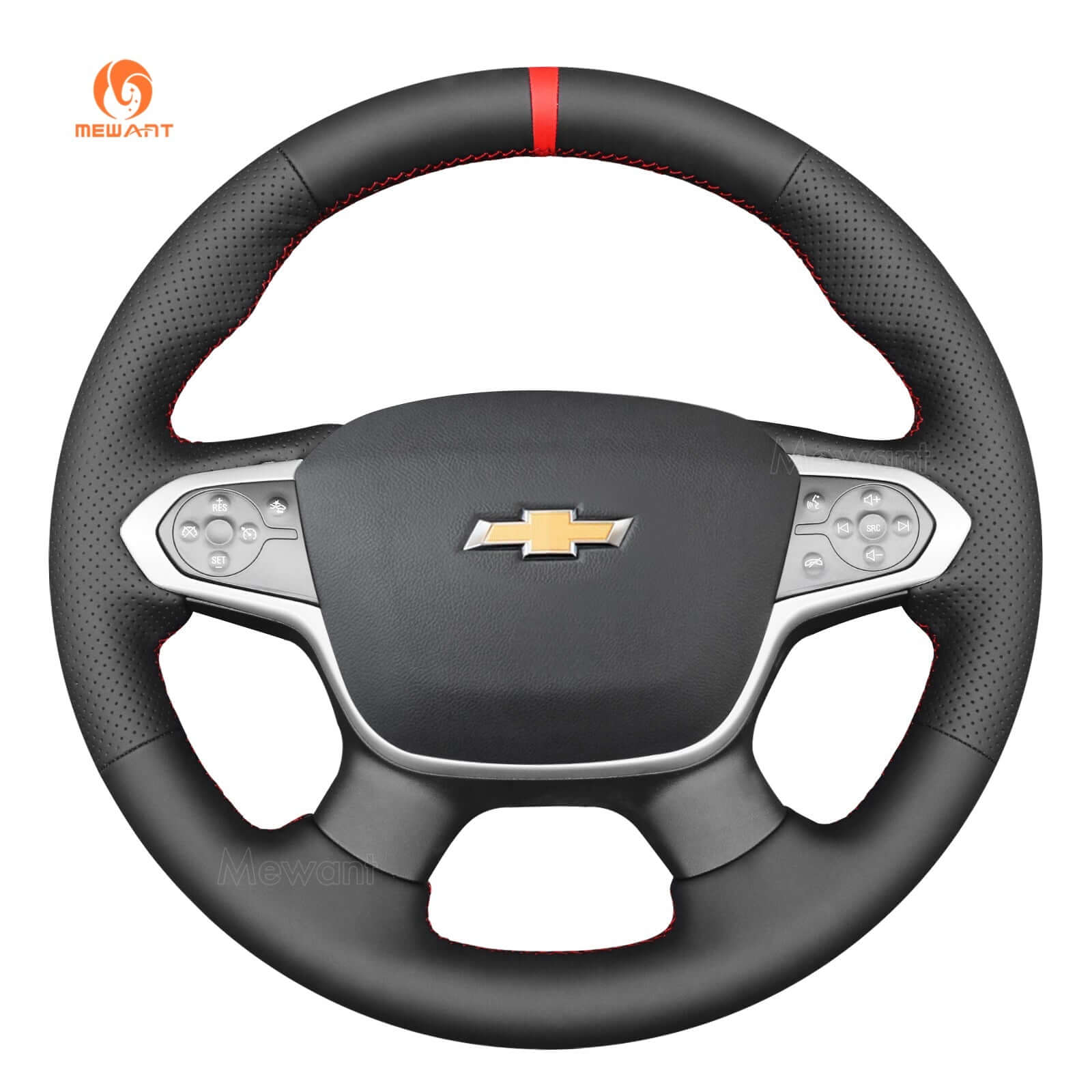 MEWANT Hand Stitch Car Steering Wheel Cover for Chevrolet (Chevy) Colorado/ Traverse - Alcantara, Leather, Carbon Fiber, Easy Install, Non - Slip, Best Steering Wheel Cover