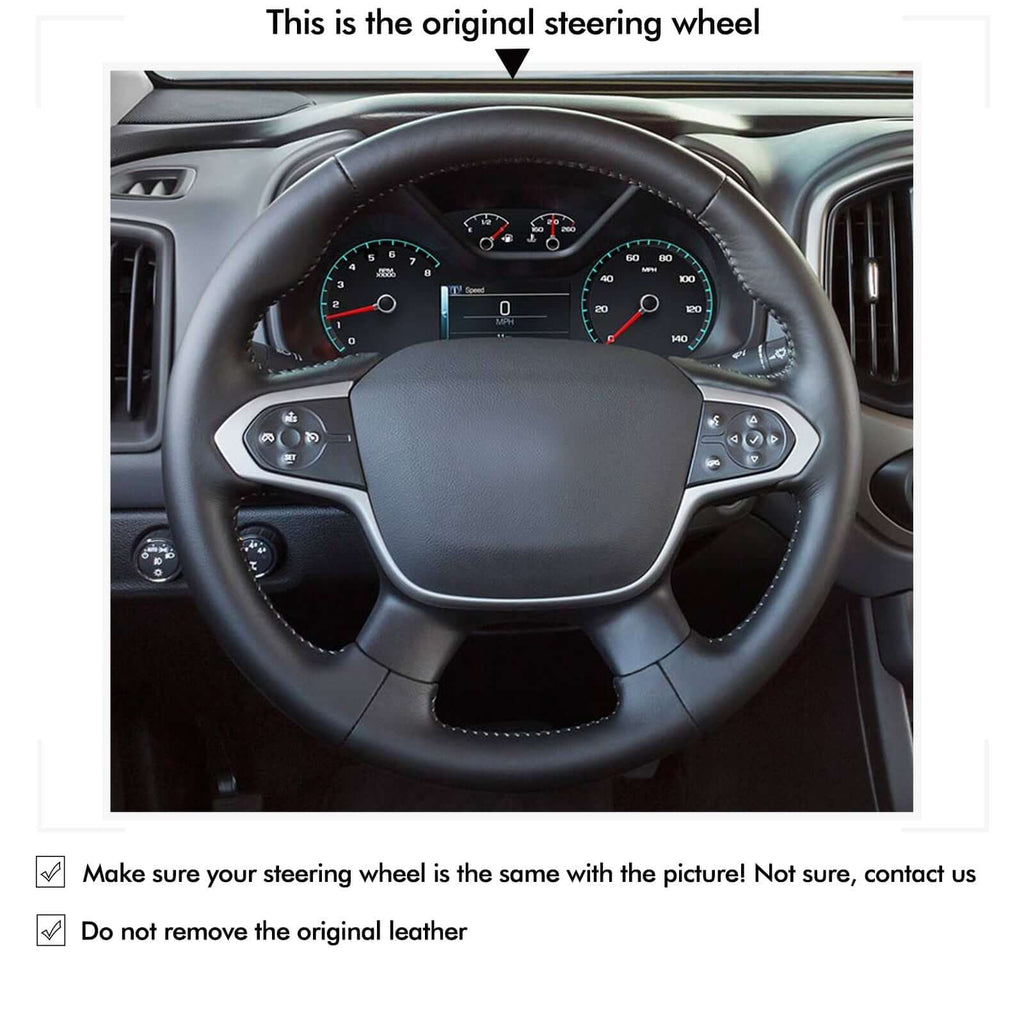 MEWANT Hand Stitch Car Steering Wheel Cover for Chevrolet (Chevy) Colorado/ Traverse - Alcantara, Leather, Carbon Fiber, Easy Install, Non - Slip, Best Steering Wheel Cover