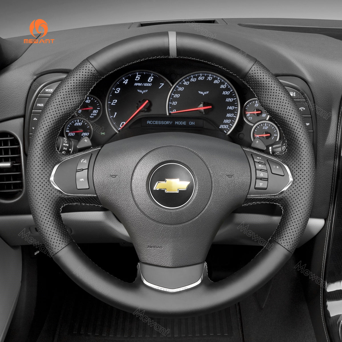 MEWANT Hand Stitch Car Steering Wheel Cover for Chevrolet Corvette (C6) 2012 - 2013 - Mewant Cover