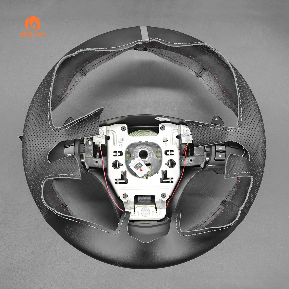 MEWANT Hand Stitch Car Steering Wheel Cover for Chevrolet Corvette (C6) 2012 - 2013 - Alcantara, Leather, Carbon Fiber, Easy Install, Non - Slip, Best Steering Wheel Cover