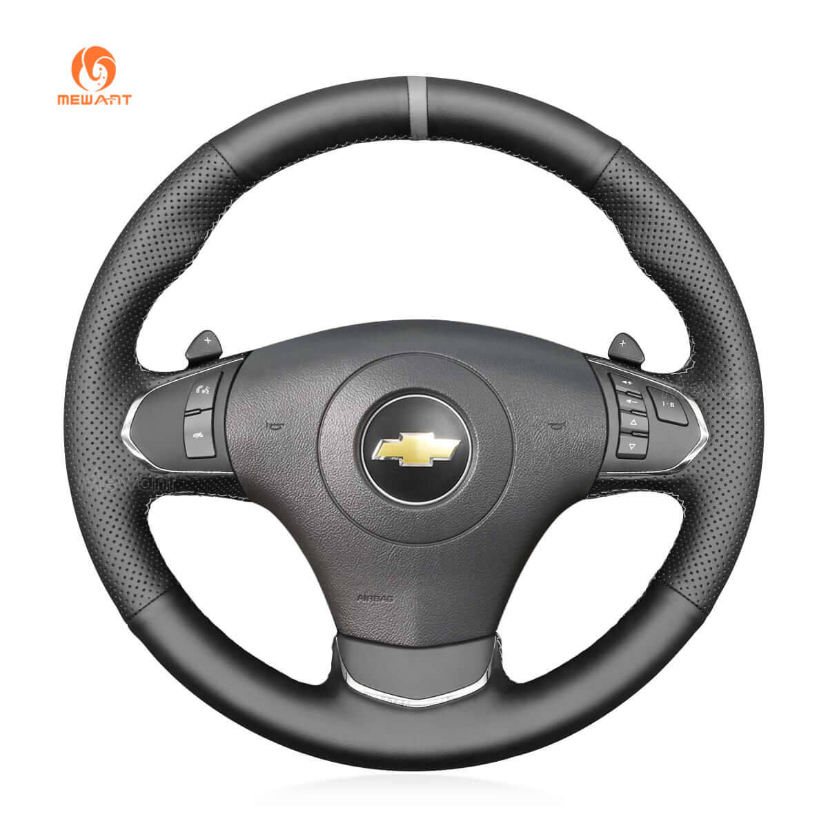 MEWANT Hand Stitch Car Steering Wheel Cover for Chevrolet Corvette (C6) 2012 - 2013 - Alcantara, Leather, Carbon Fiber, Easy Install, Non - Slip, Best Steering Wheel Cover