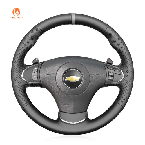 MEWANT Hand Stitch Car Steering Wheel Cover for Chevrolet Corvette (C6) 2012 - 2013 - Alcantara, Leather, Carbon Fiber, Easy Install, Non - Slip, Best Steering Wheel Cover