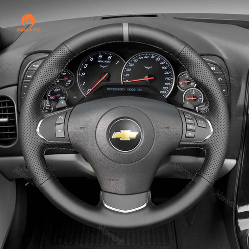 MEWANT Hand Stitch Car Steering Wheel Cover for Chevrolet Corvette (C6) 2012 - 2013 - Alcantara, Leather, Carbon Fiber, Easy Install, Non - Slip, Best Steering Wheel Cover