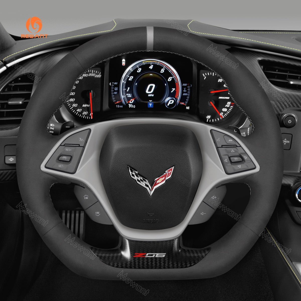 MEWANT Hand Stitch Car Steering Wheel Cover for Chevrolet Corvette (C7) 2015 - 2020 - Mewant Cover