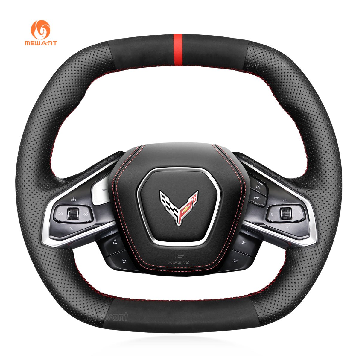 MEWANT Hand Stitch Car Steering Wheel Cover for Chevrolet Corvette (C8) 2020 - 2023 - Mewant Cover