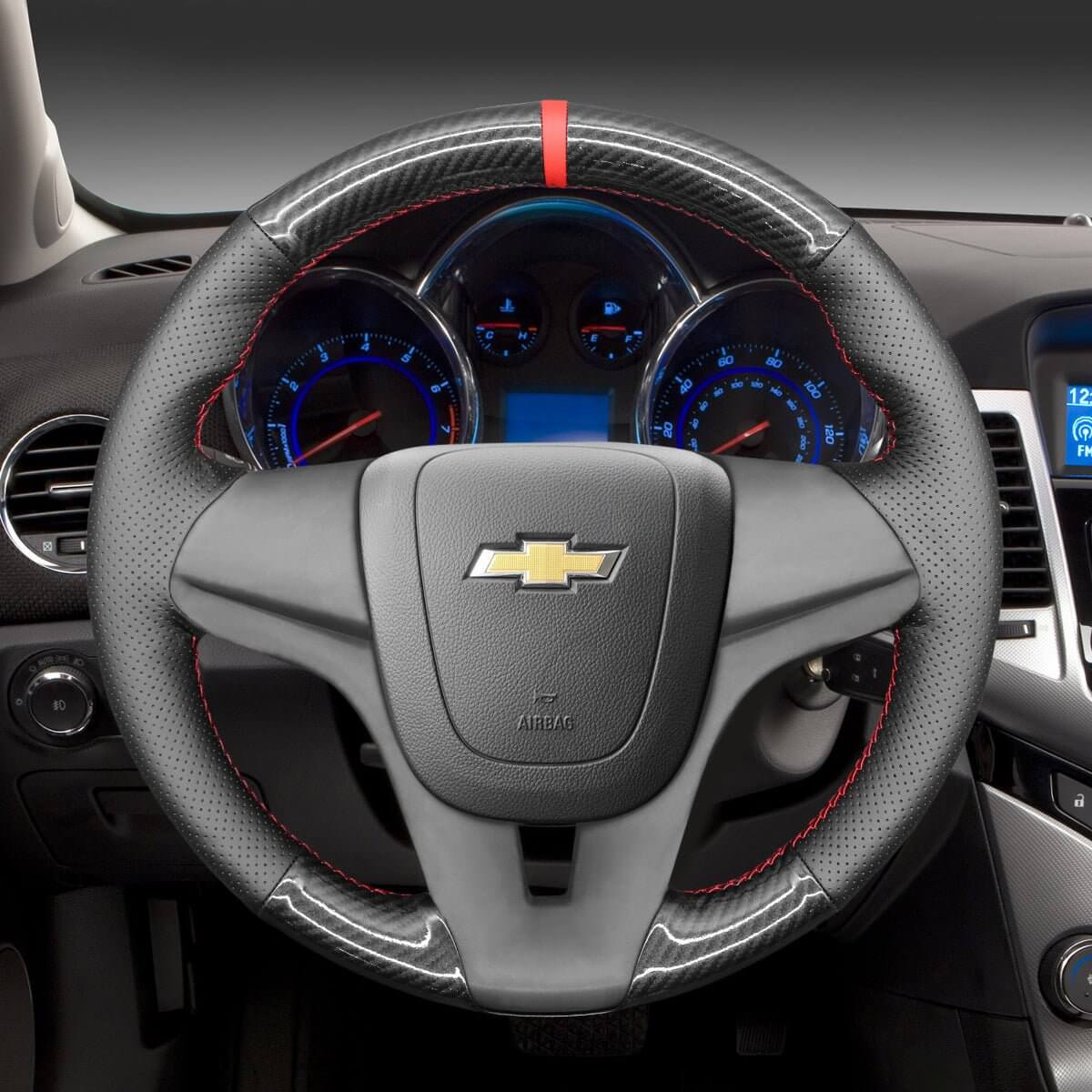 MEWANT Hand Stitch Car Steering Wheel Cover for Chevrolet Cruze Aveo Orlando / Holden Cruz / Ravon R4 / for Holden Barina - Alcantara, Leather, Carbon Fiber, Easy Install, Non - Slip, Best Steering Wheel Cover