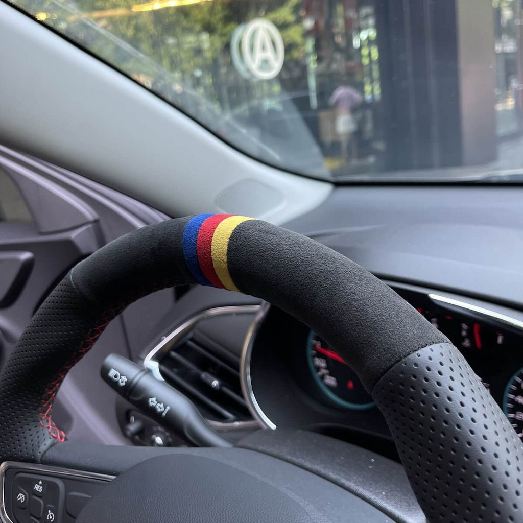 MEWANT Hand Stitch Car Steering Wheel Cover for Chevrolet Malibu 2016 - 2020 / Equinox 2018 - 2021 / for Opel Ampera - e 2016 - 2020 - Alcantara, Leather, Carbon Fiber, Easy Install, Non - Slip, Best Steering Wheel Cover
