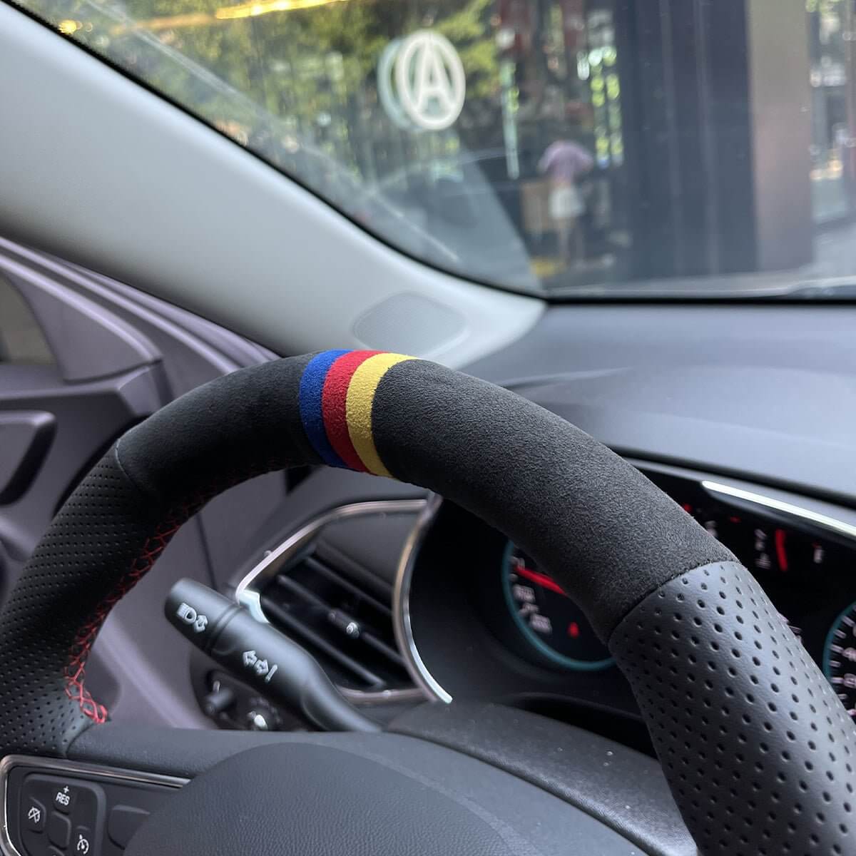 MEWANT Hand Stitch Car Steering Wheel Cover for Chevrolet Malibu 2016 - 2020 / Equinox 2018 - 2021 / for Opel Ampera - e 2016 - 2020 - Alcantara, Leather, Carbon Fiber, Easy Install, Non - Slip, Best Steering Wheel Cover
