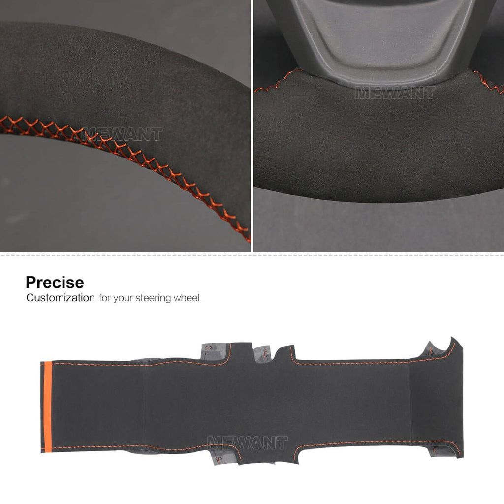 MEWANT Hand Stitch Car Steering Wheel Cover for Chevrolet Malibu 2016 - 2020 / Equinox 2018 - 2021 / for Opel Ampera - e 2016 - 2020 - Alcantara, Leather, Carbon Fiber, Easy Install, Non - Slip, Best Steering Wheel Cover