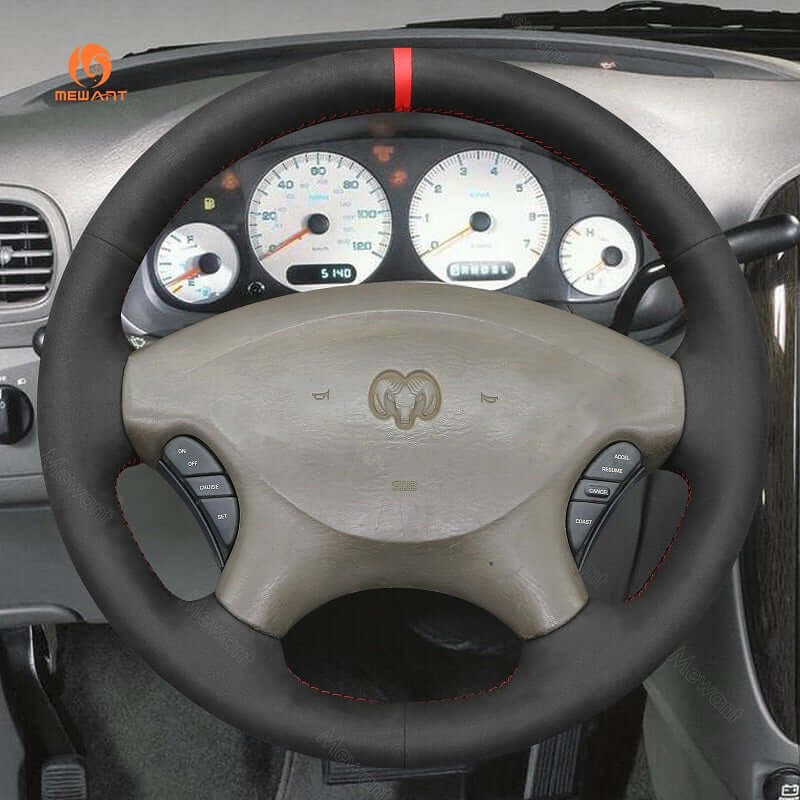MEWANT Hand Stitch Car Steering Wheel Cover for Dodge Grand Caravan 2001 - 2007 - Alcantara, Leather, Carbon Fiber, Easy Install, Non - Slip, Best Steering Wheel Cover