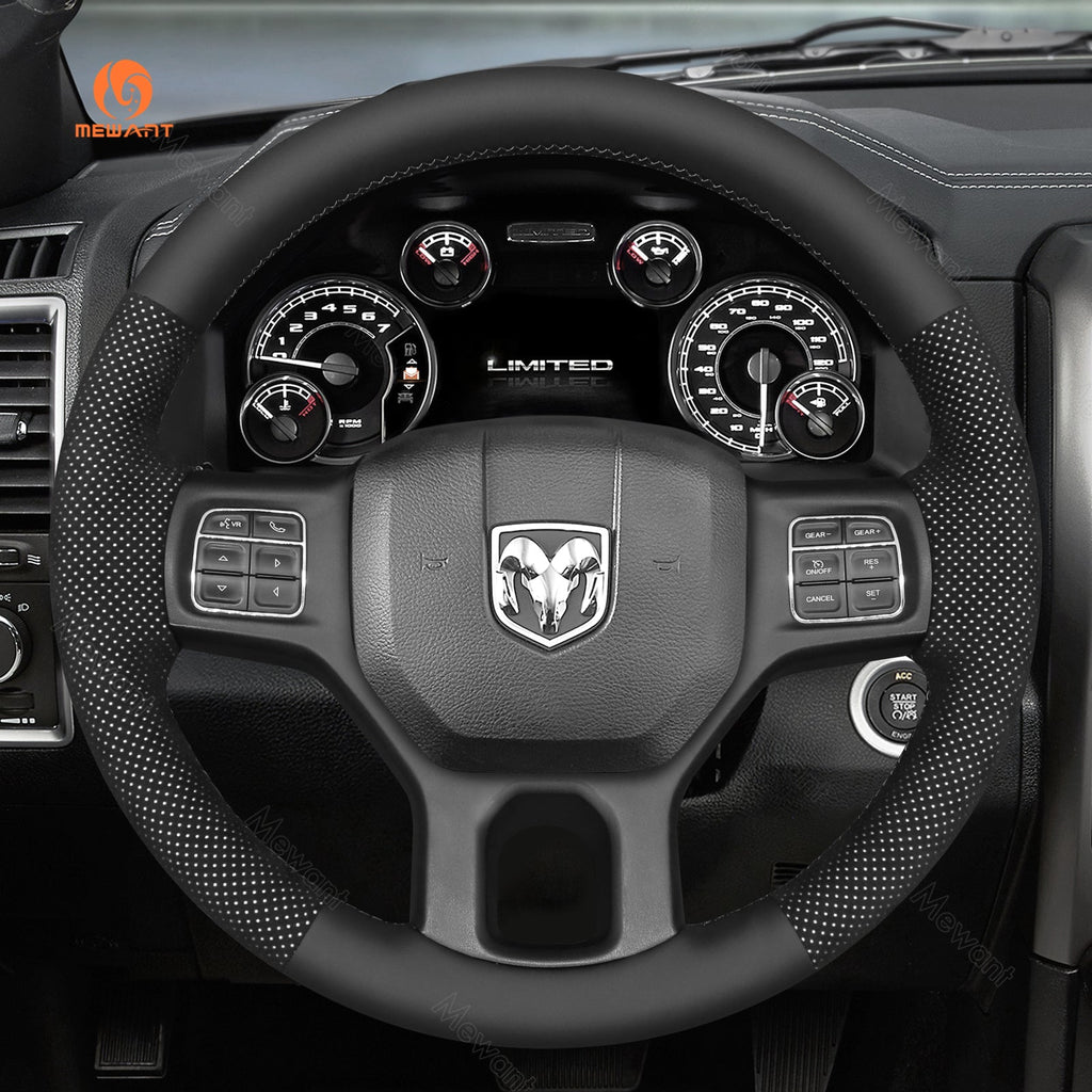 MEWANT Hand Stitch Car Steering Wheel Cover for Dodge RAM 1500 Classic 2500 3500 5500 - Alcantara, Leather, Carbon Fiber, Easy Install, Non - Slip, Best Steering Wheel Cover