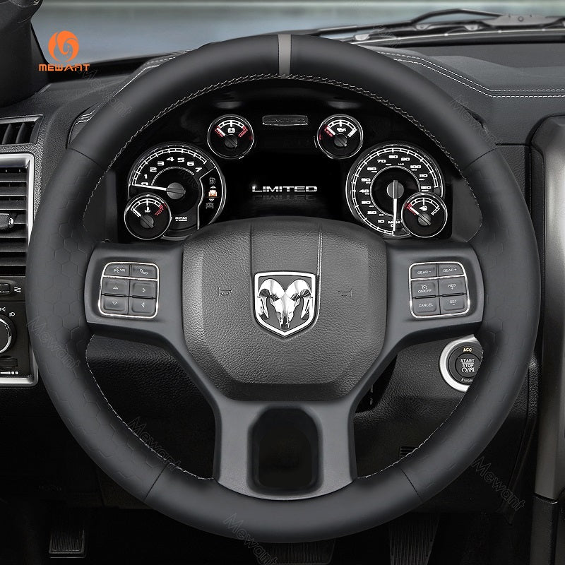 MEWANT Hand Stitch Car Steering Wheel Cover for Dodge RAM 1500 Classic 2500 3500 5500 - Alcantara, Leather, Carbon Fiber, Easy Install, Non - Slip, Best Steering Wheel Cover