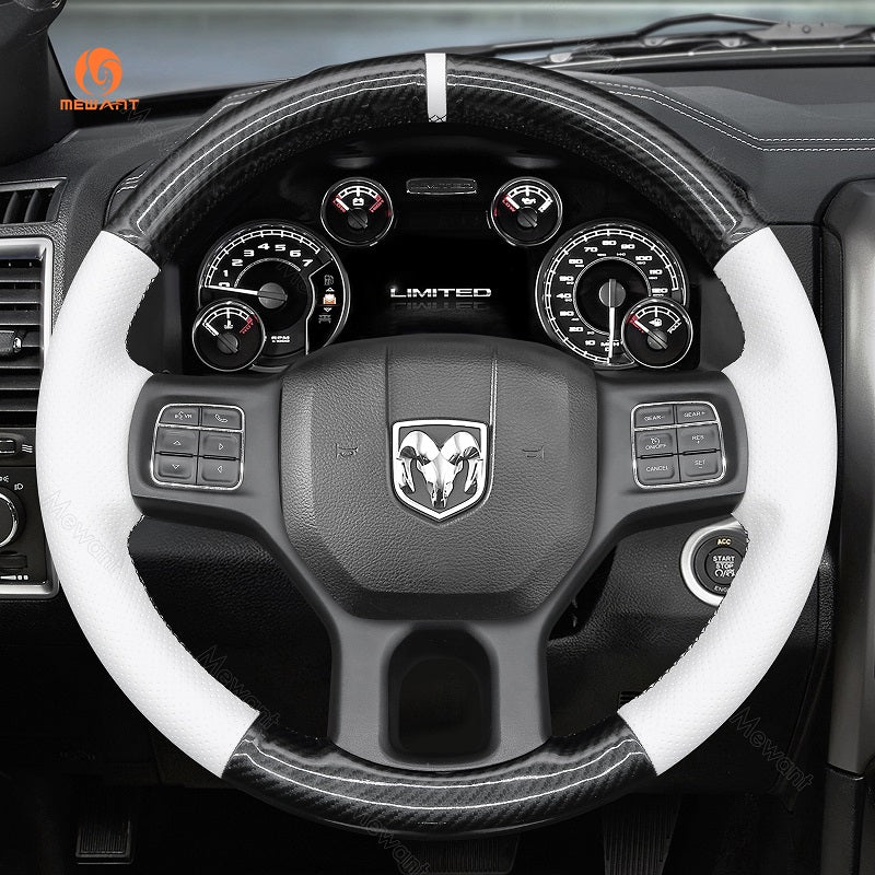 MEWANT Hand Stitch Car Steering Wheel Cover for Dodge RAM 1500 Classic 2500 3500 5500 - Alcantara, Leather, Carbon Fiber, Easy Install, Non - Slip, Best Steering Wheel Cover