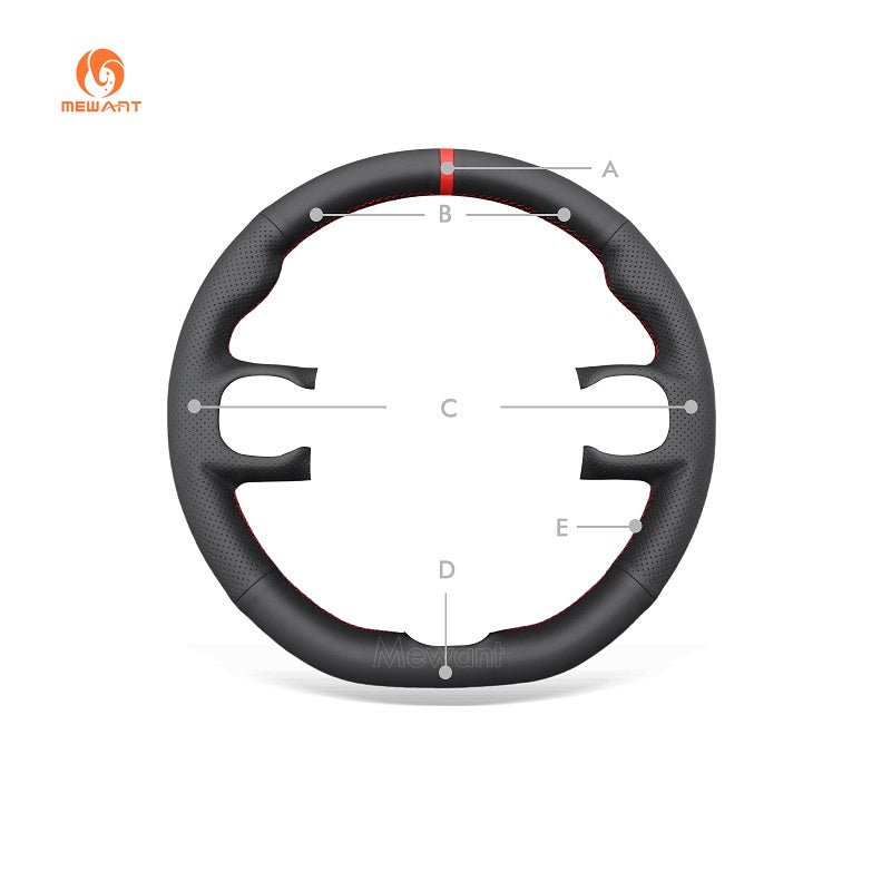 MEWANT Hand Stitch Car Steering Wheel Cover for Fiat Panda 2012 - 2024 - Alcantara, Leather, Carbon Fiber, Easy Install, Non - Slip, Best Steering Wheel Cover