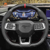 MEWANT Hand Stitch Car Steering Wheel Cover for Ford Mustang 2024 - Alcantara, Leather, Carbon Fiber, Easy Install, Non - Slip, Best Steering Wheel Cover