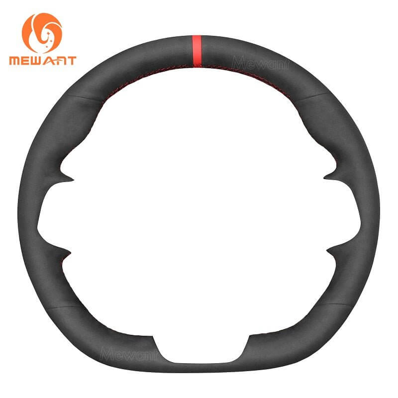 MEWANT Hand Stitch Car Steering Wheel Cover for Ford Mustang 2024 - Alcantara, Leather, Carbon Fiber, Easy Install, Non - Slip, Best Steering Wheel Cover