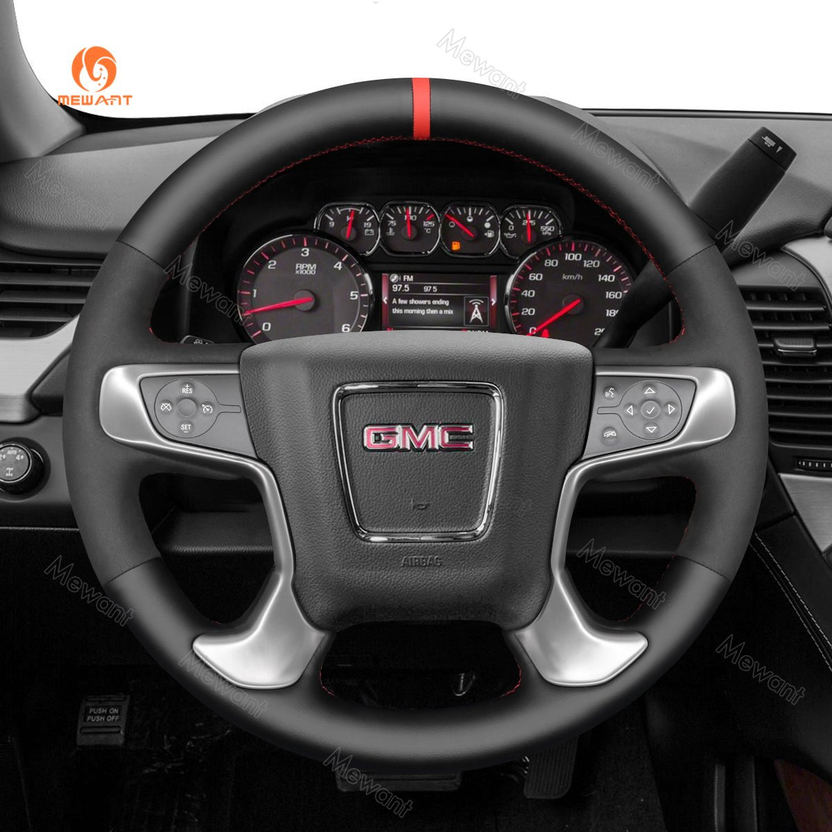 MEWANT Hand Stitch Car Steering Wheel Cover for GMC Sierra 1500 / Sierra 1500 Limited / Sierra 2500 / Sierra 3500 / Yukon (XL) - Mewant Cover